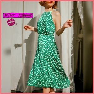 Betsey Johnson green polka dot tie midi dress 4
